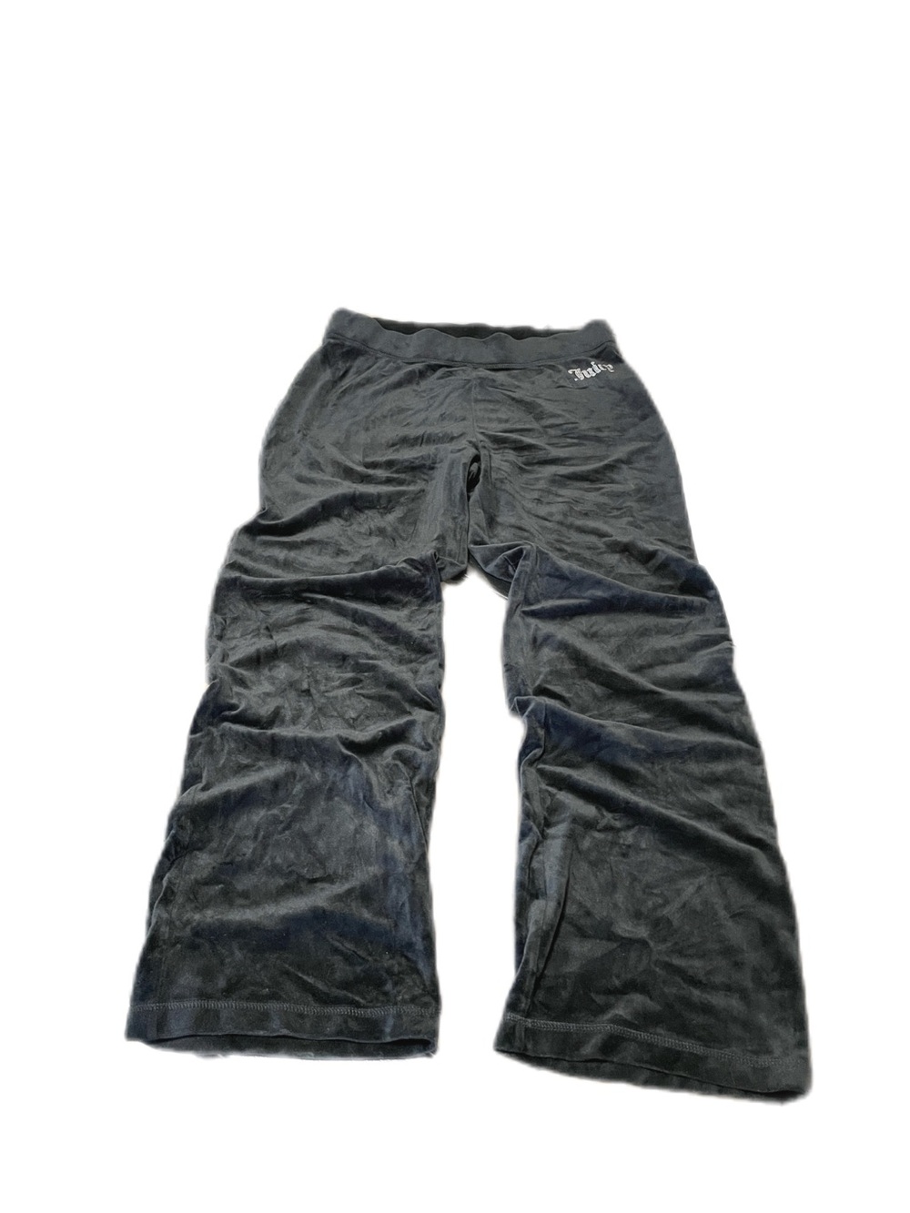 Y2K Juicy Couture black velvet sweatpants with glitter logo, size M